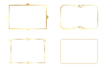 Fototapeta na wymiar Set of vector gold frames. Design frames png. Frames on an isolated transparent background.