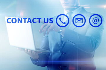 Businessman pressing in communication concept