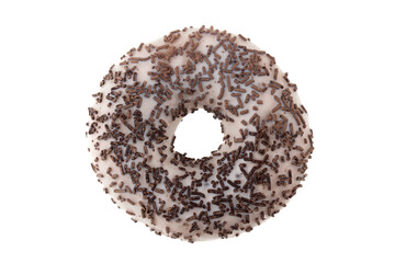 Donut close-up on a white background. Round donut isolated on white background.