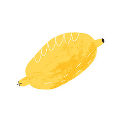 Cute retro lemon with texture. Cartoon style fruit hand-drawn isolated illustration.