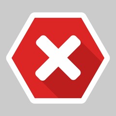 Obraz premium Wrong marks, Cross marks, Rejected, Disapproved, No, False, Not Ok, Wrong Choices, Task Completion, Voting. - vector mark symbols in red. White stroke and shadow design. Isolated icon.