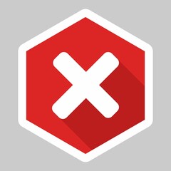 Obraz premium Wrong marks, Cross marks, Rejected, Disapproved, No, False, Not Ok, Wrong Choices, Task Completion, Voting. - vector mark symbols in red. White stroke and shadow design. Isolated icon.