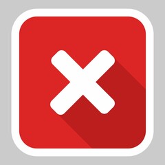 Wrong marks, Cross marks, Rejected, Disapproved, No, False, Not Ok, Wrong Choices, Task Completion, Voting. - vector mark symbols in red. White stroke and shadow design. Isolated icon.