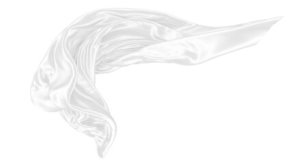 Beautiful flowing fabric of white wavy silk or satin. 3d rendering image.