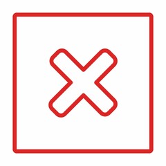 Wrong marks, Cross marks, Rejected, Disapproved, No, False, Not Ok, Wrong Choices, Task Completion, Voting. - vector mark symbols in red. Isolated icon.
