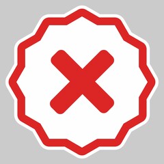 Wrong marks, Cross marks, Rejected, Disapproved, No, False, Not Ok, Wrong Choices, Task Completion, Voting. - vector mark symbols in red. Isolated icon.