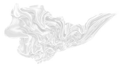 Beautiful flowing fabric of white wavy silk or satin. 3d rendering image.