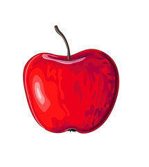 Red apple in cartoon style. Stock vector illustration isolated on white background.