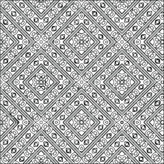  Geometric vector pattern with triangular elements. Seamless abstract ornament for wallpapers and backgrounds. Black and white colors. 