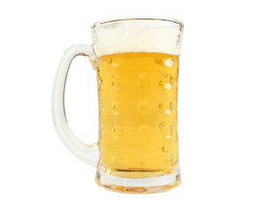 Glass of beer isolated on white background. Alcoholic beverage in transparent cup