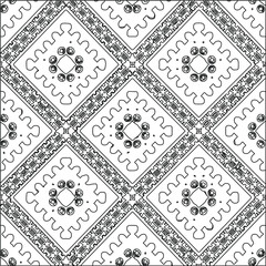  Geometric vector pattern with triangular elements. Seamless abstract ornament for wallpapers and backgrounds. Black and white colors. 