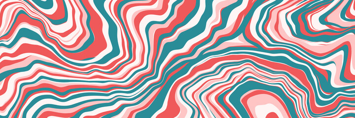 Abstract liquid background. Marble texture, natural stone, free spill of paint. Vector illustration. Long horizontal banner.