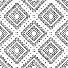  Geometric vector pattern with triangular elements. Seamless abstract ornament for wallpapers and backgrounds. Black and white colors. 
