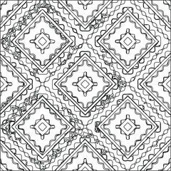 Geometric vector pattern with triangular elements. Seamless abstract ornament for wallpapers and backgrounds. Black and white colors. 