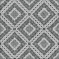Geometric vector pattern with triangular elements. Seamless abstract ornament for wallpapers and backgrounds. Black and white colors. 