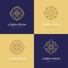 Four abstract linear geometric logo templates