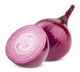 red onion isolated on white background, clipping path, full depth of field - obrazy, fototapety, plakaty