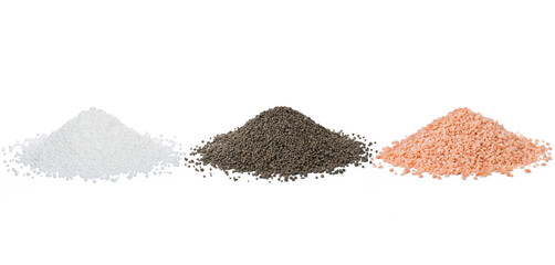 Chemical fertilizers isolated on white background. nitrogen, phosphate, potassium