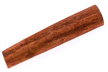 Single cinnamon stick isolated on white background
