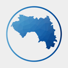 Guinea icon. Polygonal map of the country in a gradient ring. Round low poly Guinea sign. Vector illustration.