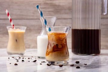 Iced Coffee on Marble Counter