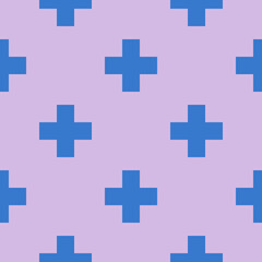 Abstract polka dot seamless pattern with pluses. Cross geometric background. Geo texture.