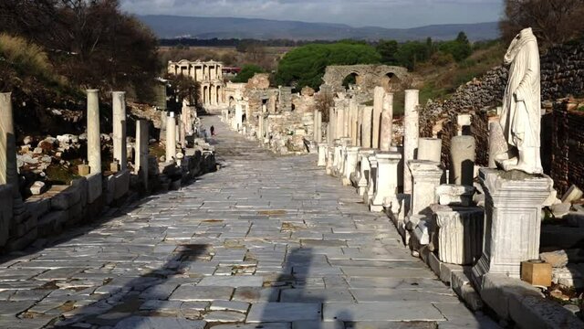 View of the Curette Street (Curets) in Ephesus. 