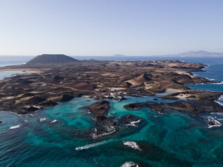 Fototapeta na wymiar Lobos Island aerial view