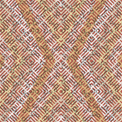 Abstract fantasy striped geometric seamless pattern with gears. Steam punk style. Creative mosaic, tile background.