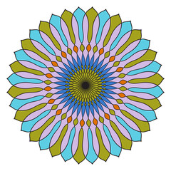 Cute Mandala. Ornamental round doodle flower isolated on white background. Geometric decorative ornament in ethnic oriental style.