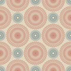 Abstract seamless pattern with mandala flower. Mosaic, tile. Floral background.