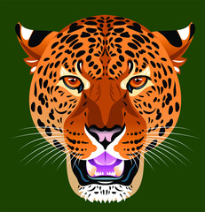 Leopard portrait, vector graphics, big predatory cat 