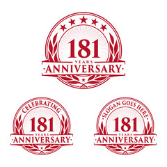 181 years anniversary logo set. 181st years anniversary celebration logotype. Vector and illustration. 