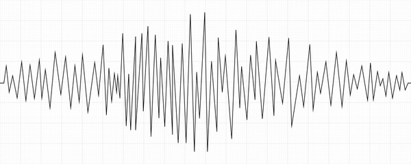 Seismogram. Earthquake chart on paper tape. Wave of seismic activity intensity. Vector Illustration.