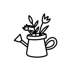 Watering can sketch icon for web, mobile and infographics. Hand drawn vector isolated on white