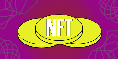 NFT Non-fungible token illustration art design.
