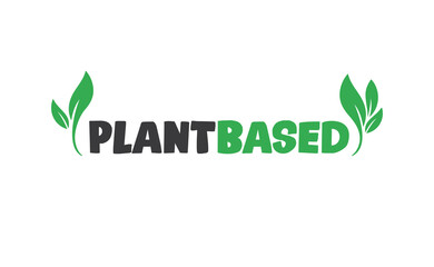 Plant based emblem design. Vegan, veggie, vegetarian food representation.