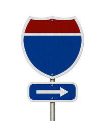Blank red, white and blue USA highway sign © Karen Roach