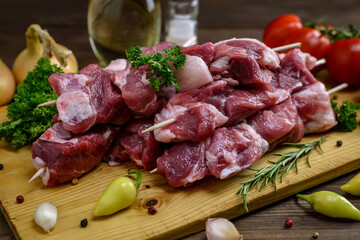 Fresh raw skewers