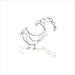Calligraphic Style Bird, Artistic Bird Art