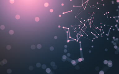 Fototapeta premium Abstract background. Molecules technology with polygonal shapes, connecting dots and lines. Connection structure. Big data visualization.