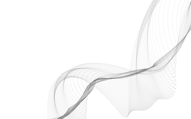 Abstract background with monochrome wave lines on white background.