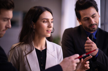 The business team is meeting and proposing ideas Business development concept to grow and advance