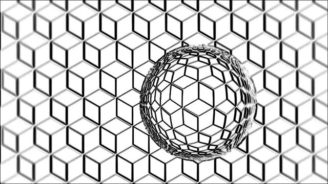 The checkered ball bounces horizontally through the screen, the background is also checkered 