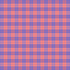 Easter Tartan plaid. Scottish pattern in red and violet cage. Scottish cage. Traditional Scottish checkered background. Seamless fabric texture. Vector illustration