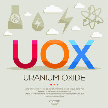 UOX Mean (uranium Oxide ,nuclear) Energy Acronyms ,letters And Icons ,Vector Illustration.
