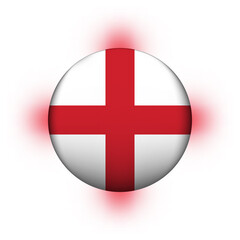 Fototapeta premium Glass light ball with flag of England. Round sphere, template icon. English national symbol. Glossy realistic ball, 3D abstract vector illustration highlighted on a white background. Big bubble