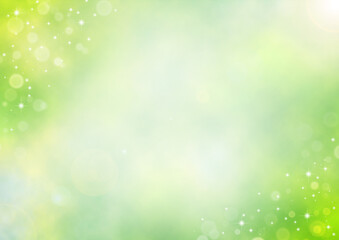 Fototapeta na wymiar 新緑の煌めきと逆光　初夏のイメージ　背景イラスト素材（黄緑色）