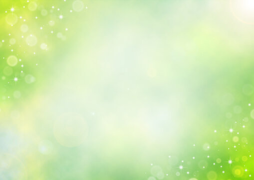 新緑の煌めきと逆光　初夏のイメージ　背景イラスト素材（黄緑色）