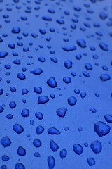 Water drop on blue surface